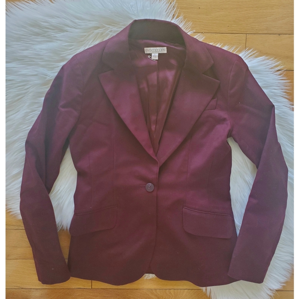 NY&Co Eva Mendes burgundy single button blazer 0